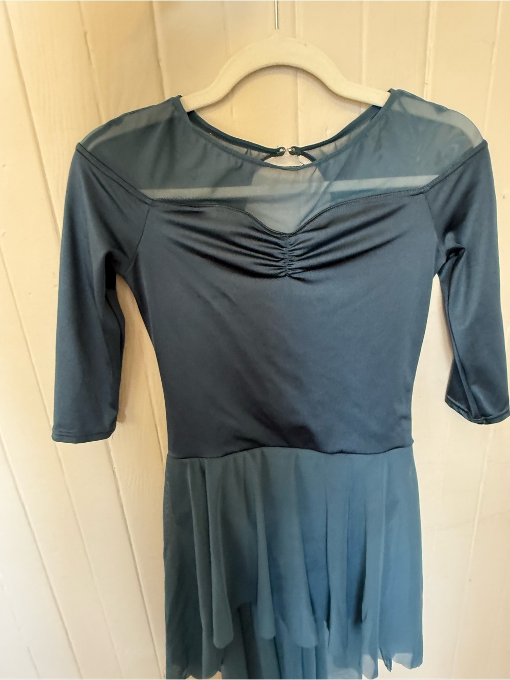 Dance Costume Sage Green with Mesh Sleeves
